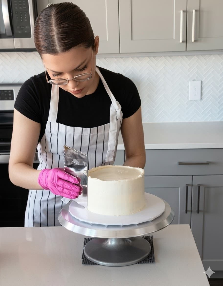 Eiryn Gutierrez working on a cake